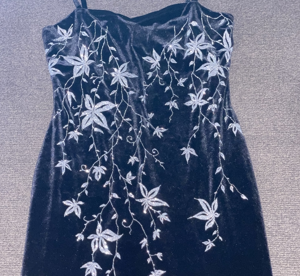 black dress with glitter vine